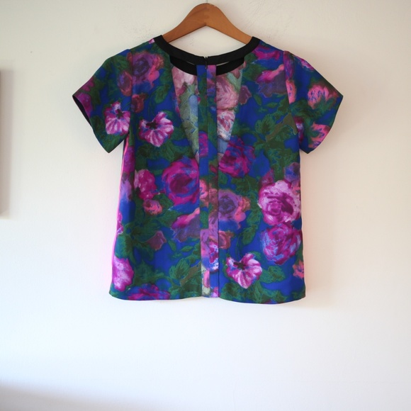 Sandro Bright Floral Top Size 1 - Picture 2 of 4